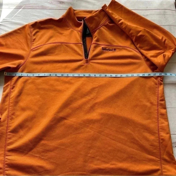 Timberland Mens 3XL 1/4 Zip Heavyweight Orange Sweatshirt Y2K - Picture 6 of 10